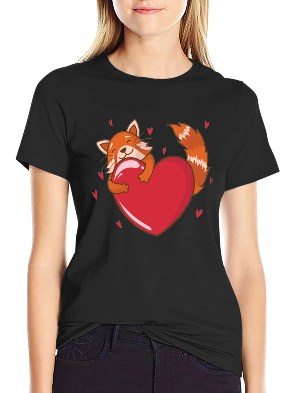 Cute Red Panda Heart T-Shirt - Valentines Day Tee