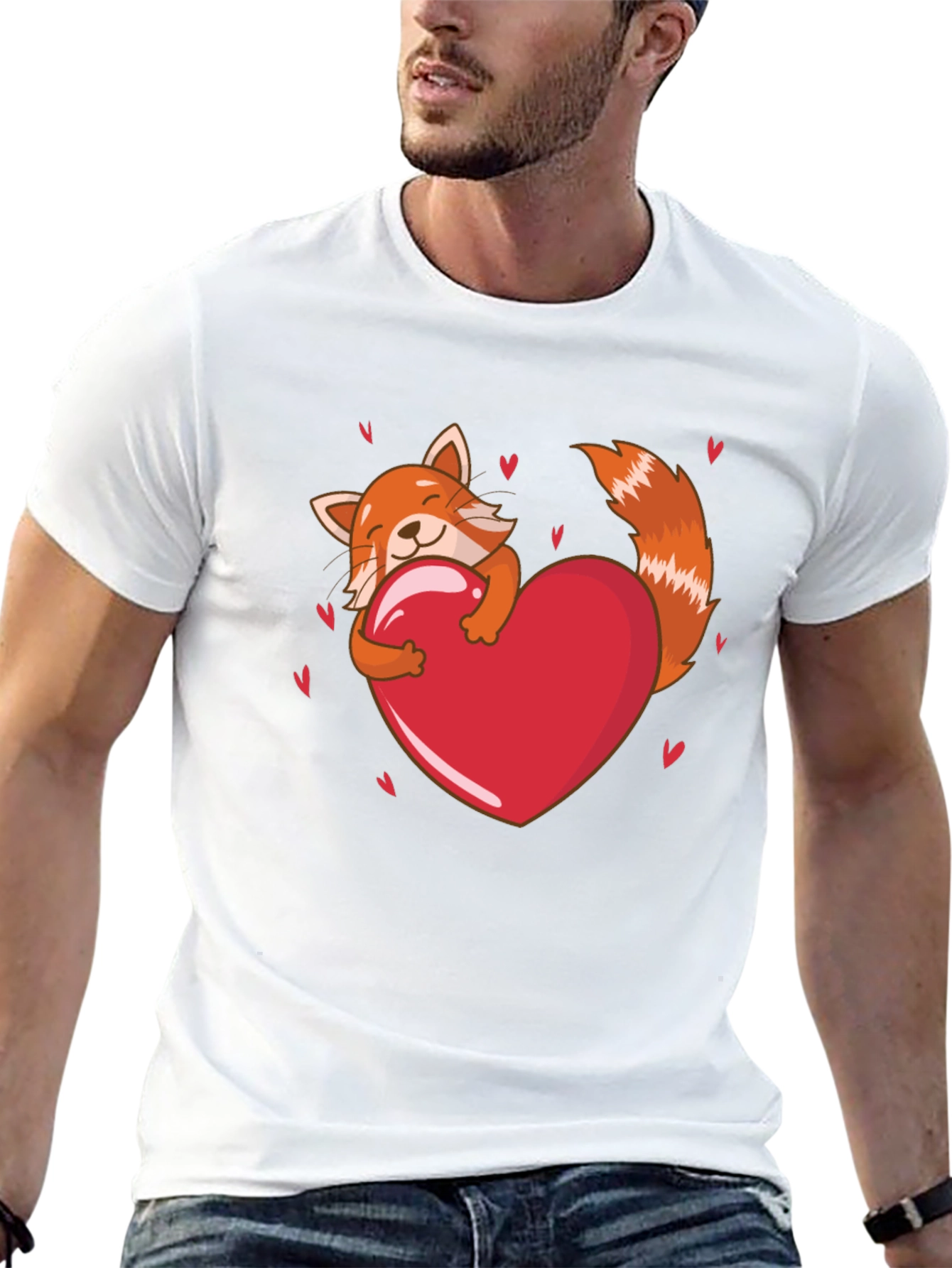 Cute Red Panda Heart T-Shirt - Valentines Day Tee