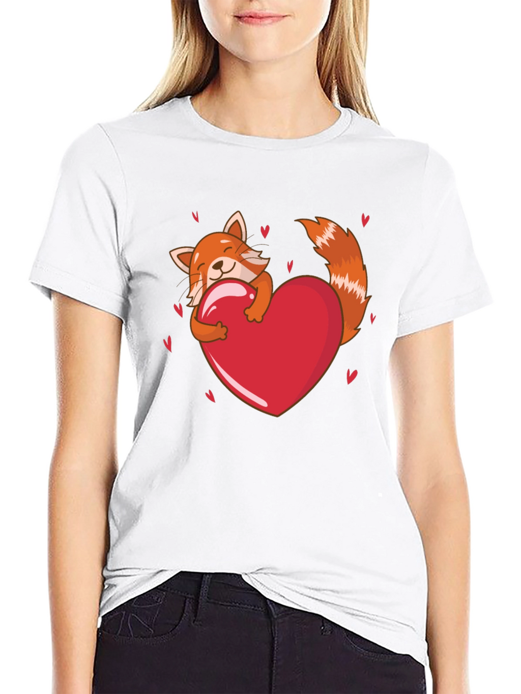 Cute Red Panda Heart T-Shirt - Valentines Day Tee