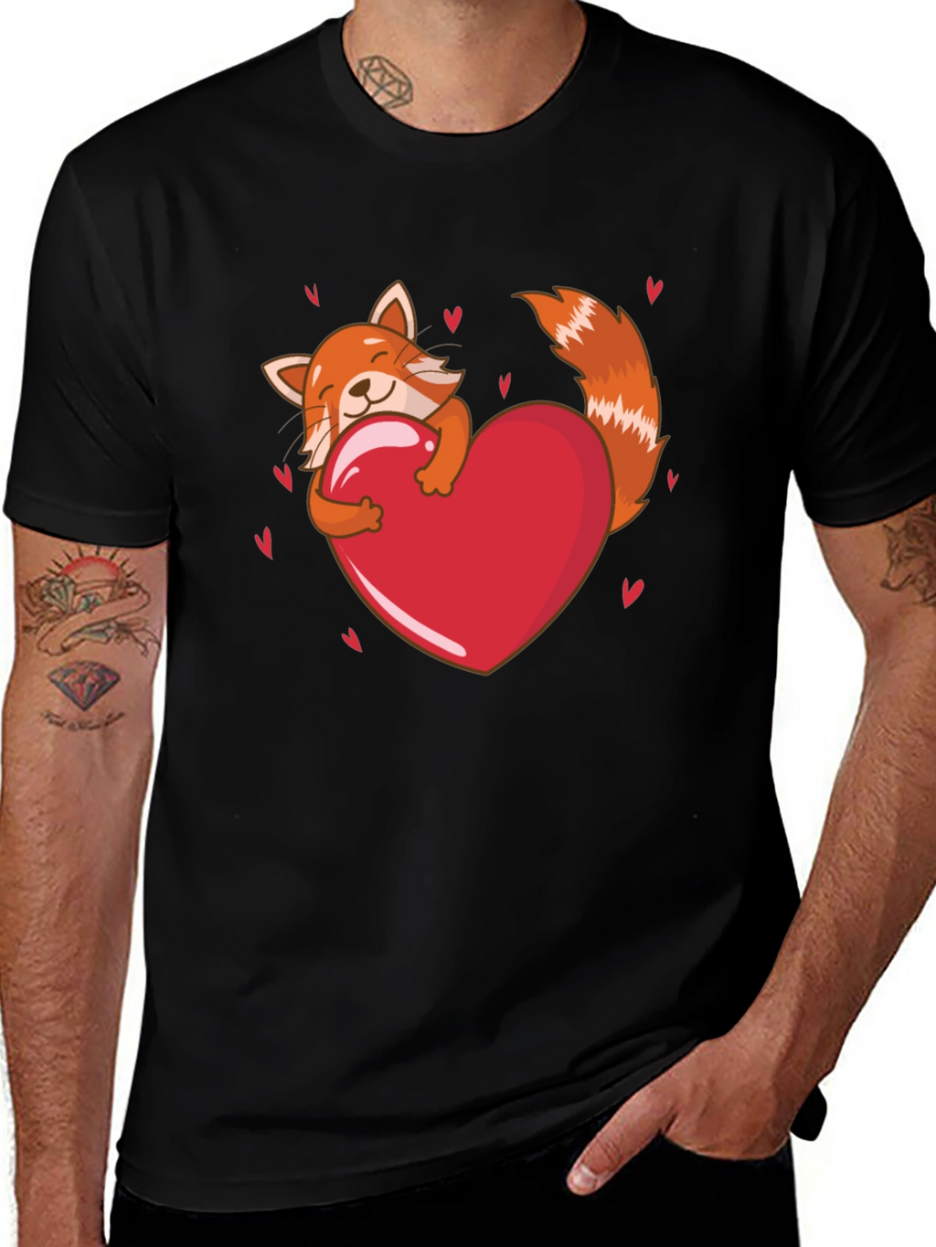 Cute Red Panda Heart T-Shirt - Valentines Day Tee