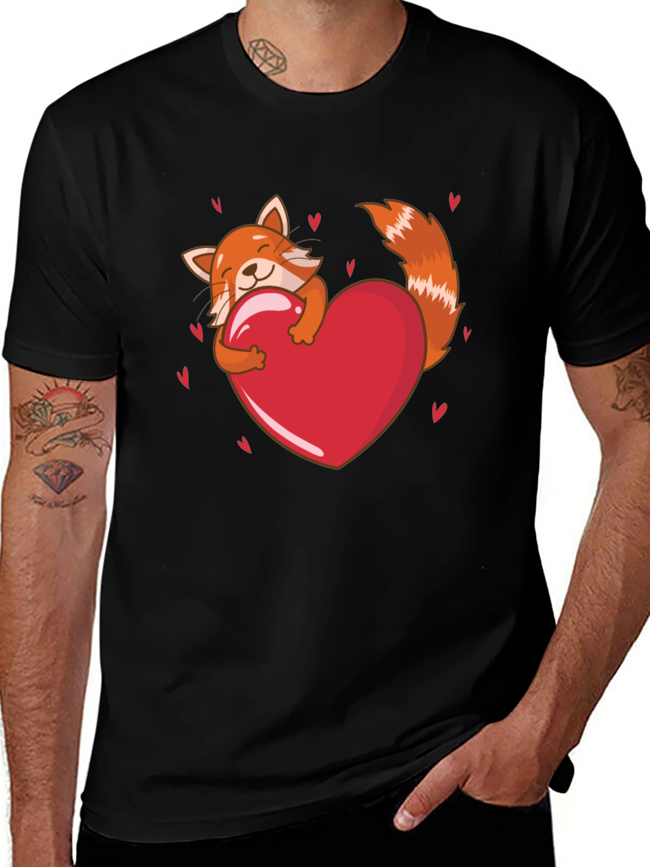 Cute Red Panda Heart T-Shirt - Valentines Day Tee