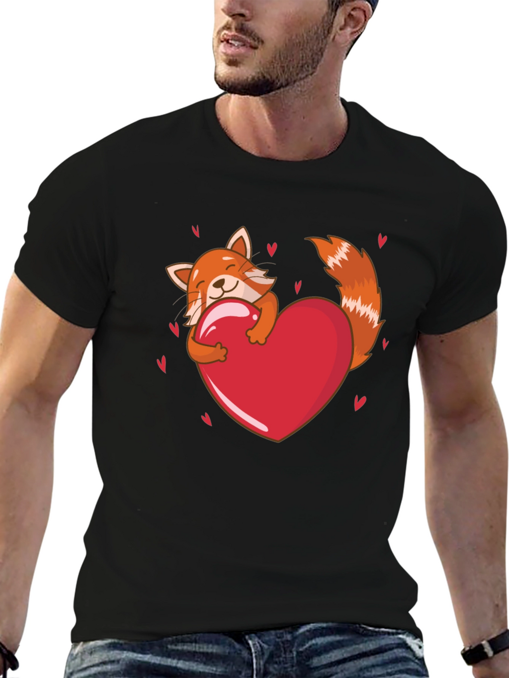 Cute Red Panda Heart T-Shirt - Valentines Day Tee