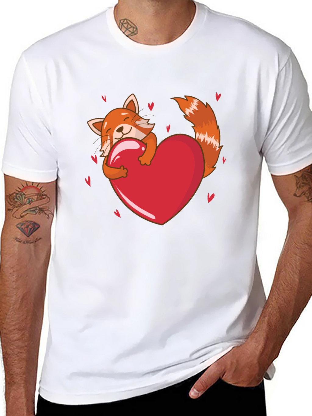 Cute Red Panda Heart T-Shirt - Valentines Day Tee