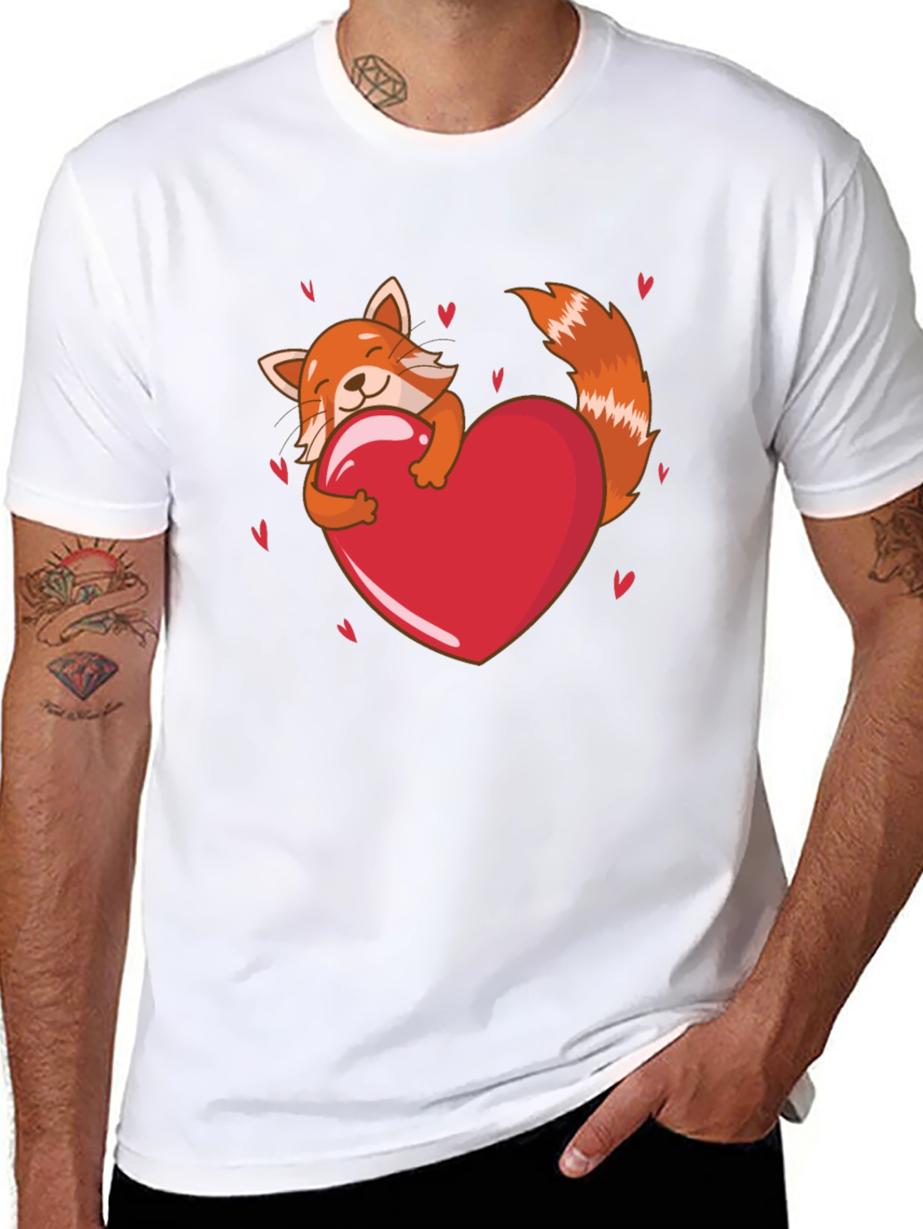 Cute Red Panda Heart T-Shirt - Valentines Day Tee