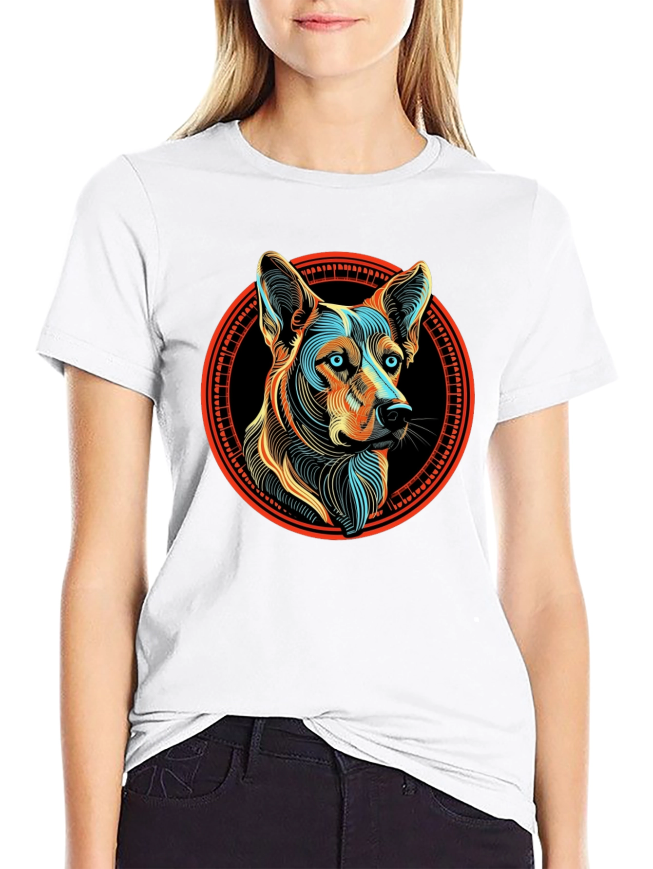 Dog Breed Graphic Print Black T-Shirt