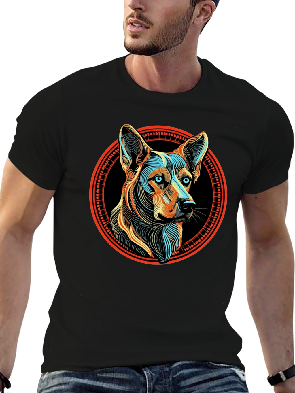 Dog Breed Graphic Print Black T-Shirt