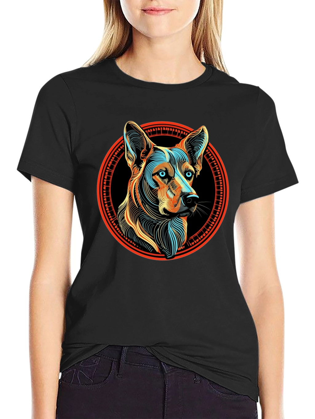 Dog Breed Graphic Print Black T-Shirt
