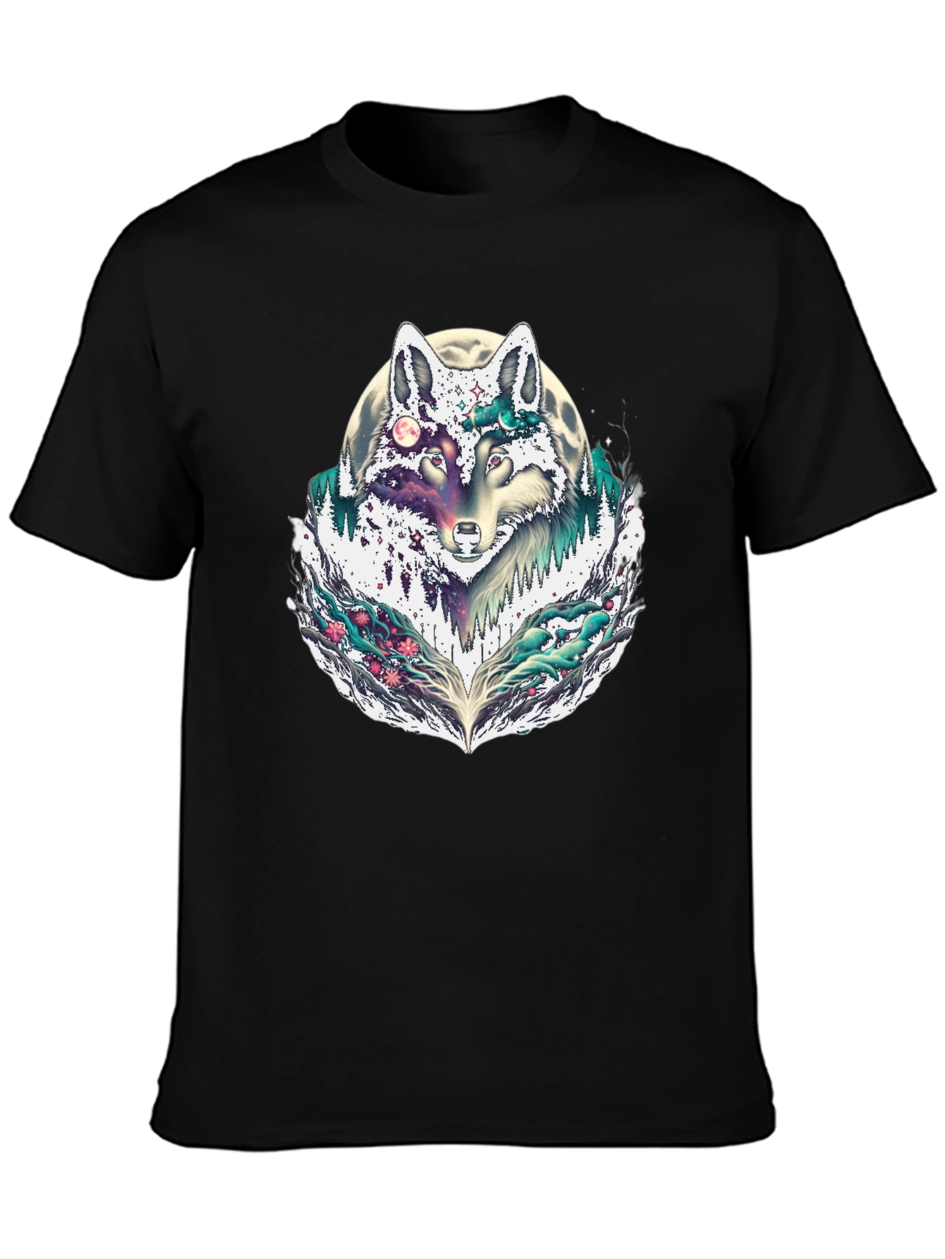 Wolf Moon Graphic Tee - Black Crew Neck