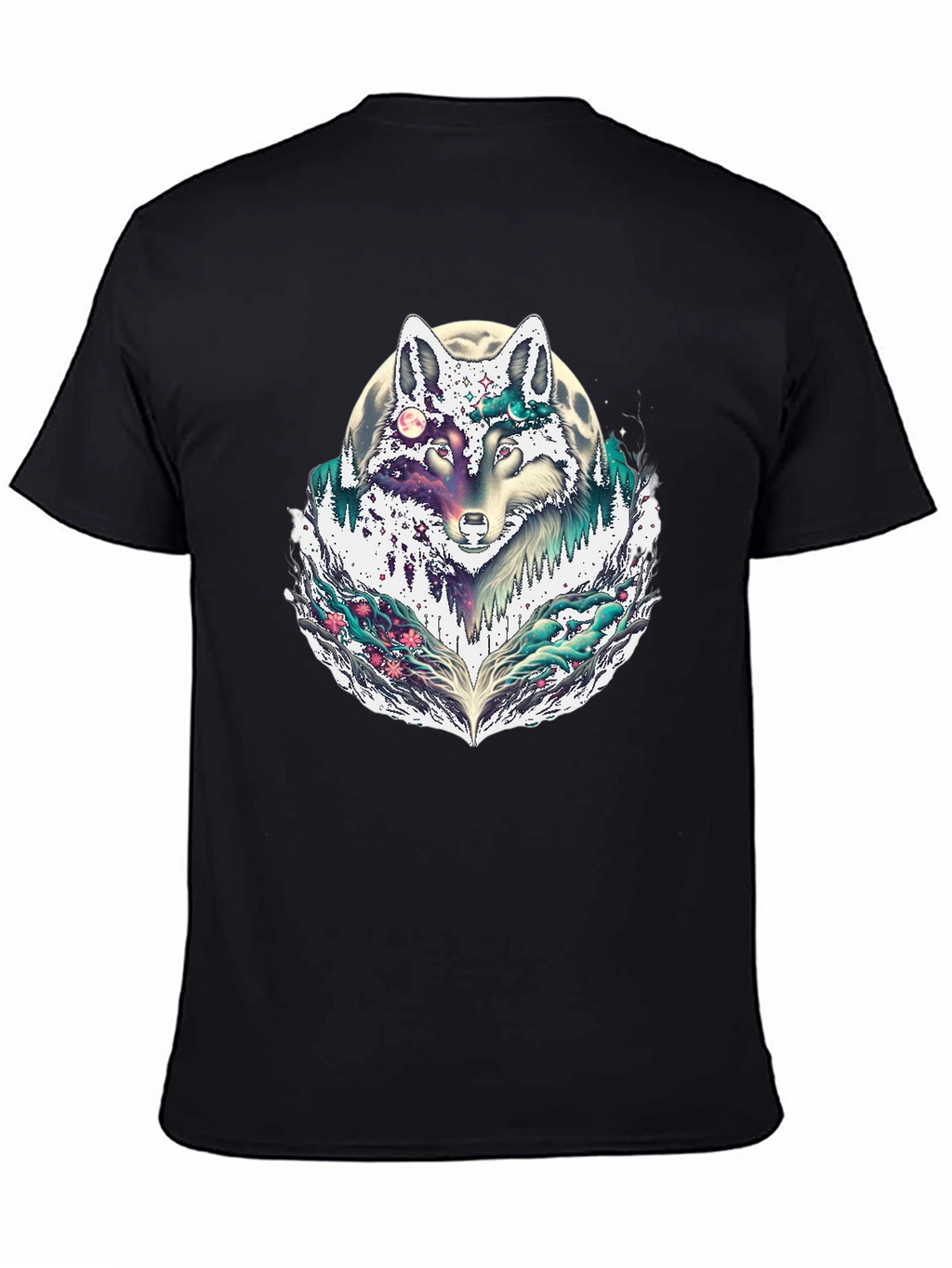 Wolf Moon Graphic Tee - Black Crew Neck
