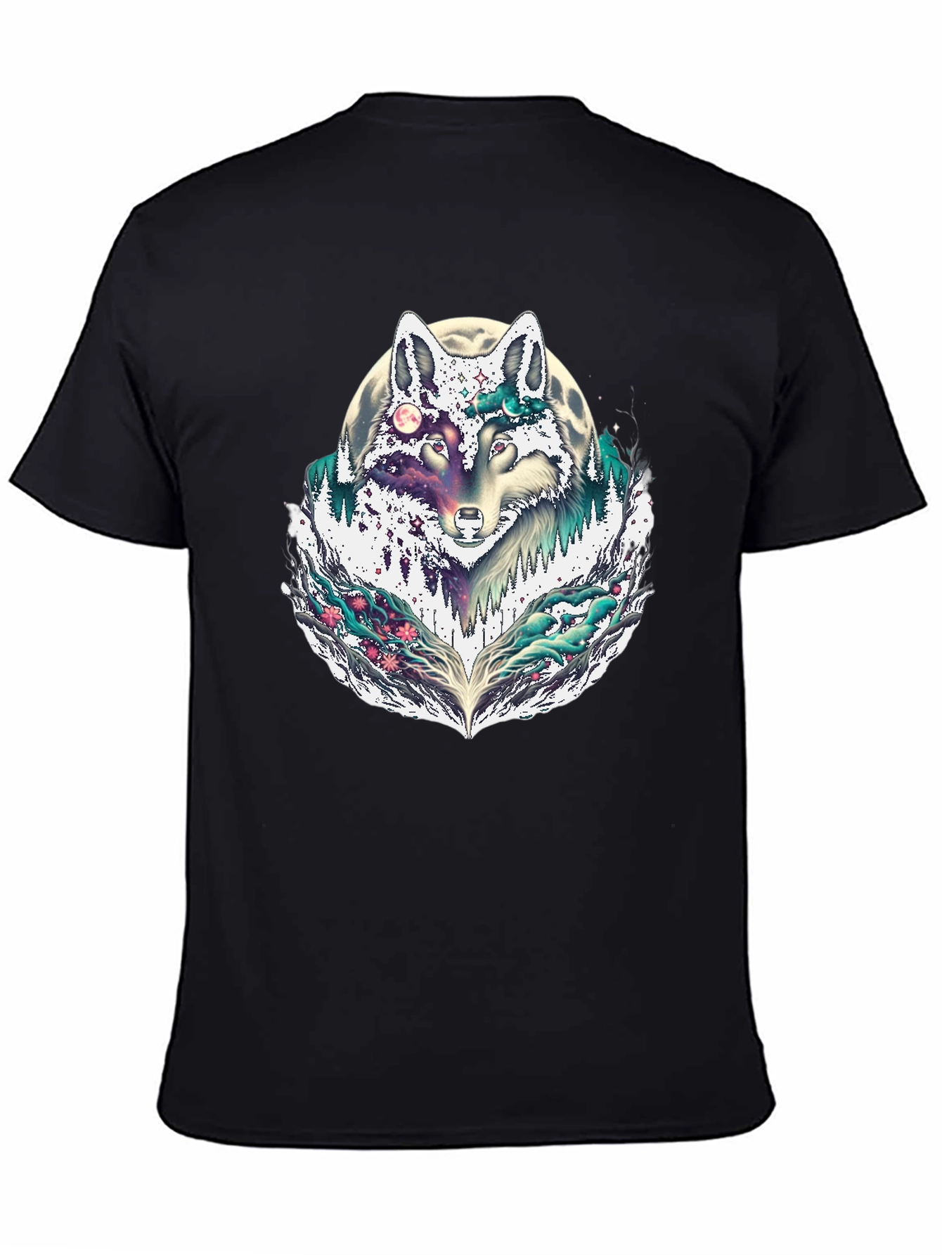 Wolf Moon Graphic Tee - Black Crew Neck