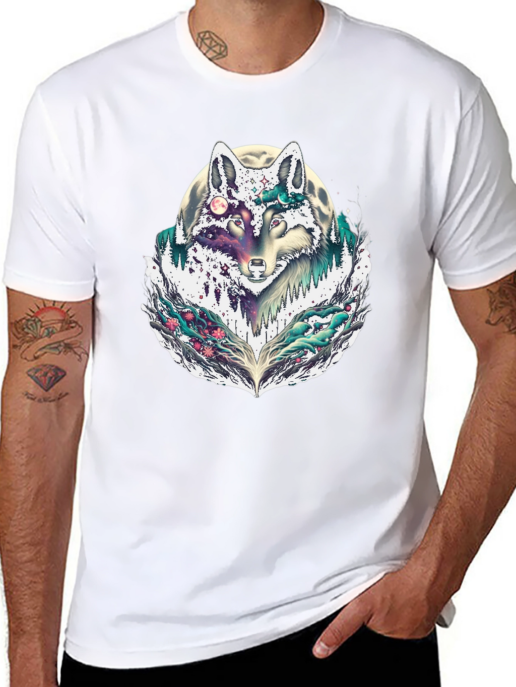 Wolf Moon Graphic Tee - Black Crew Neck