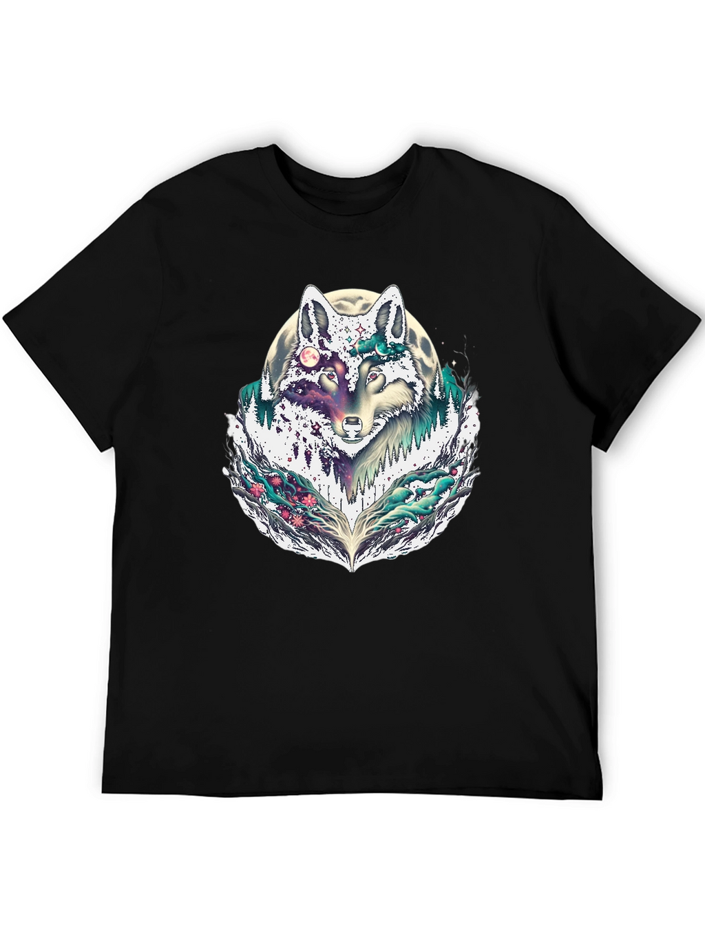 Wolf Moon Graphic Tee - Black Crew Neck