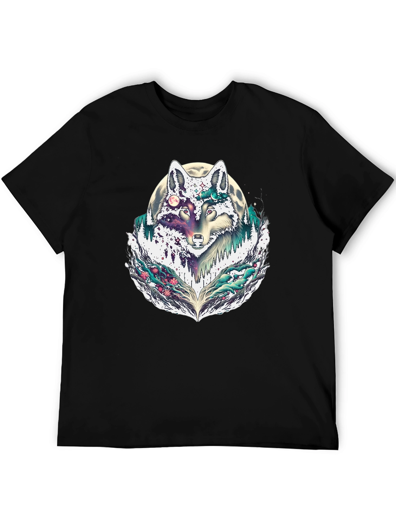 Wolf Moon Graphic Tee - Black Crew Neck