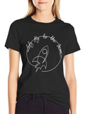 Lets Fly to the Moon Black Graphic Tee