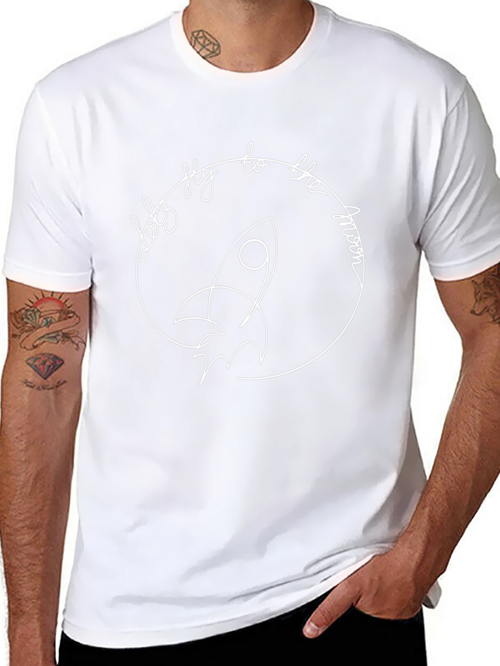 Lets Fly to the Moon Black Graphic Tee