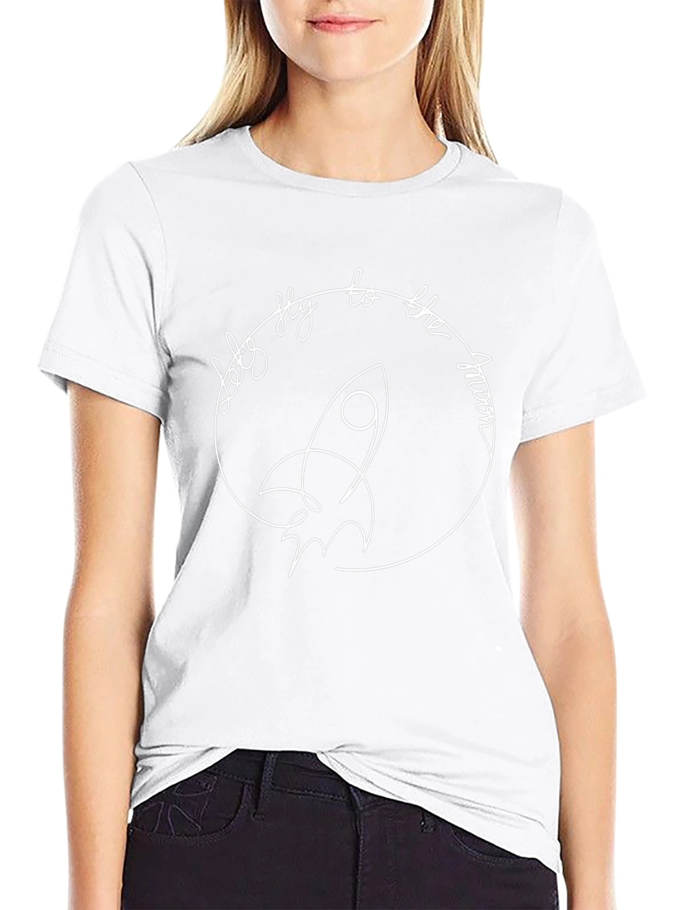 Lets Fly to the Moon Black Graphic Tee
