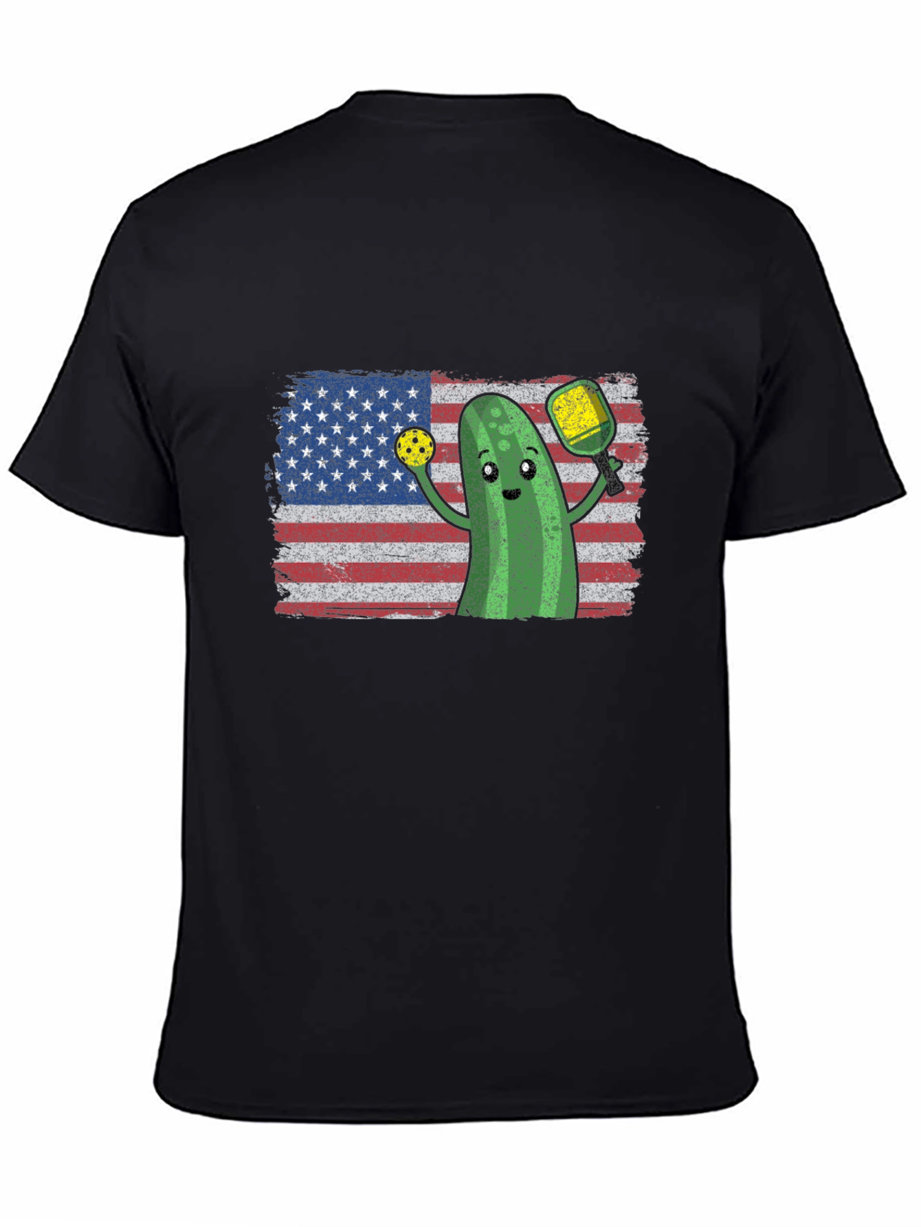 Pickleball Pickle USA Flag T-Shirt