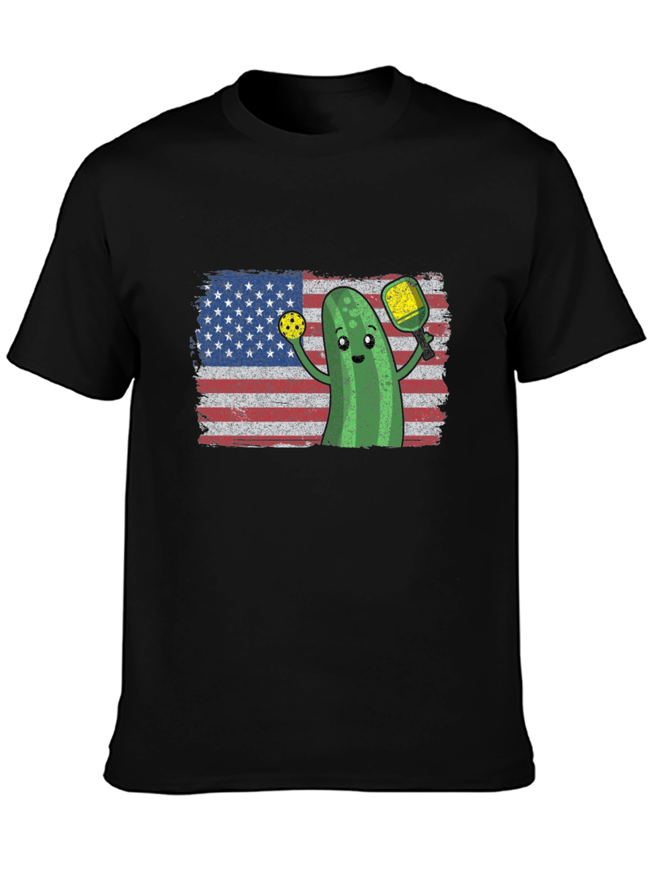 Pickleball Pickle USA Flag T-Shirt