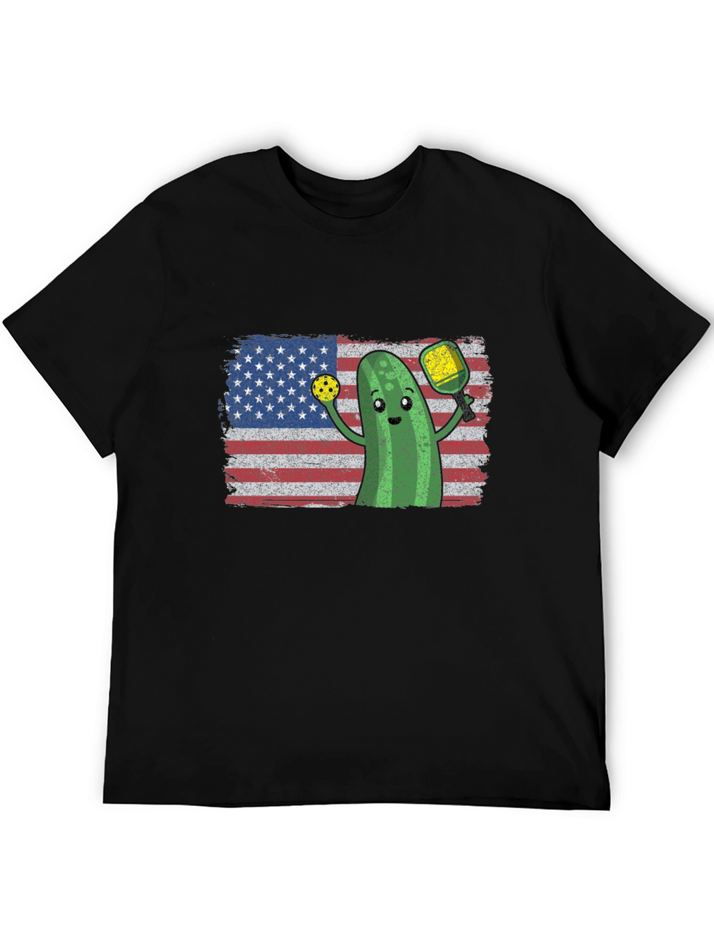 Pickleball Pickle USA Flag T-Shirt