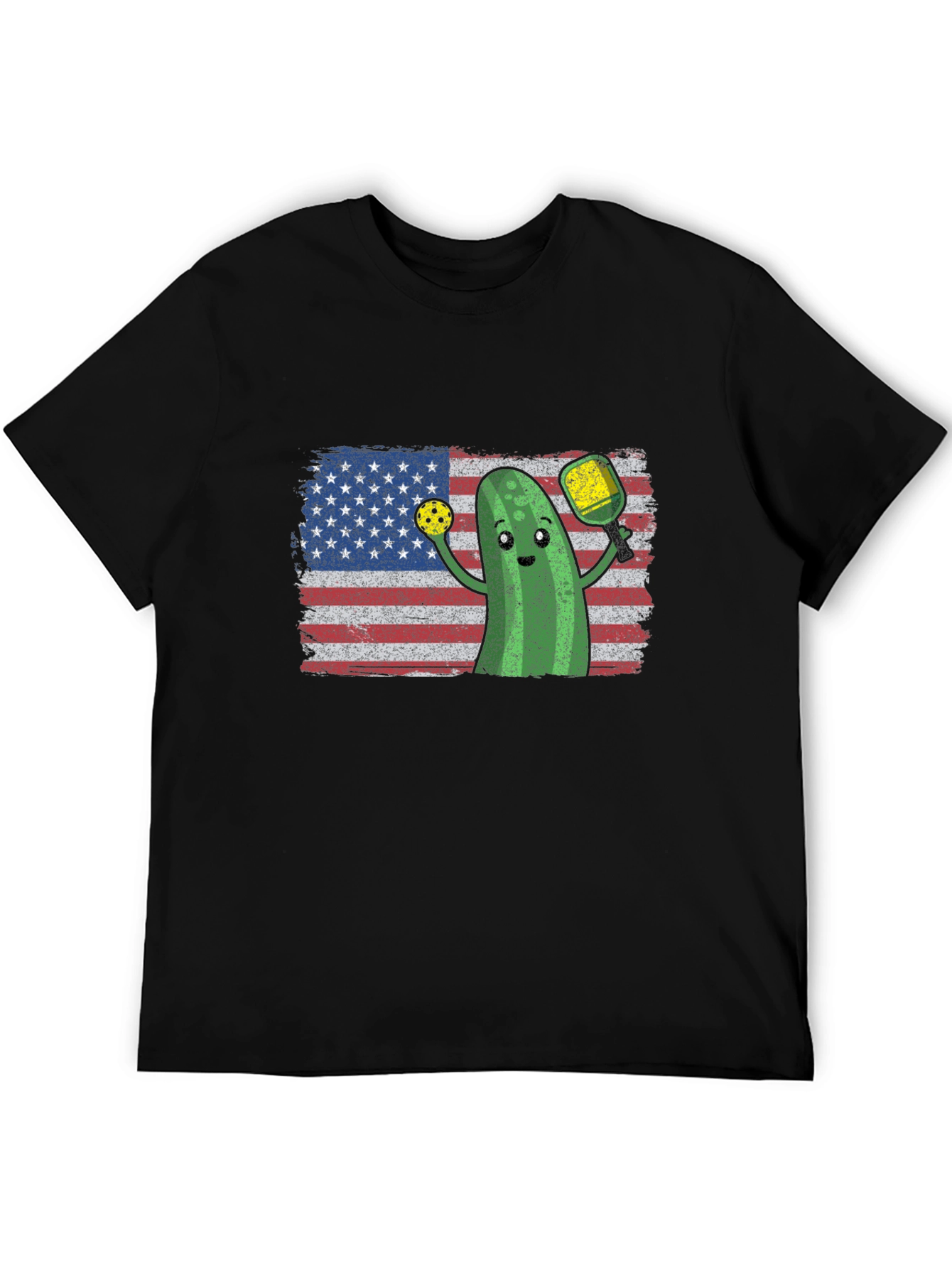 Pickleball Pickle USA Flag T-Shirt