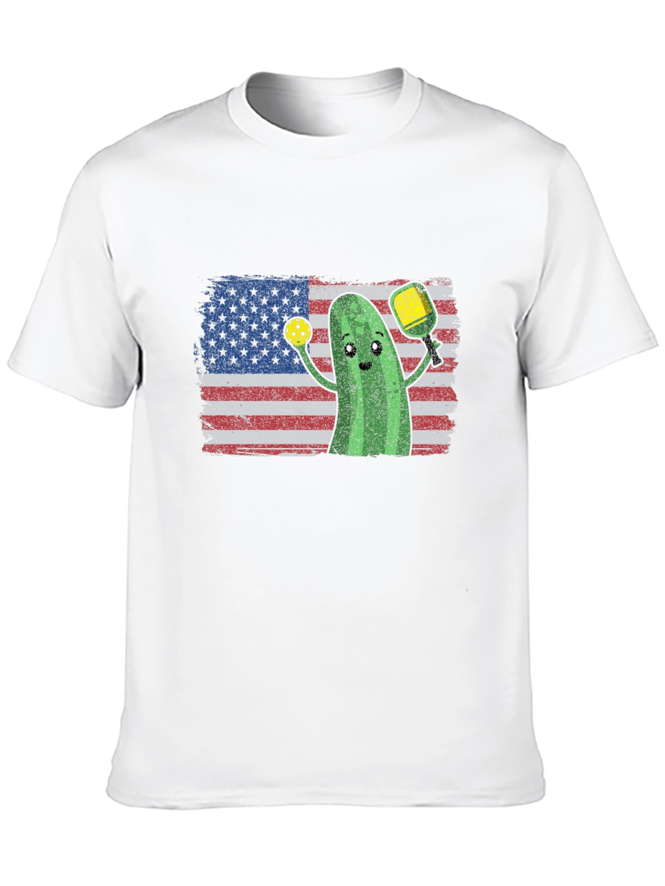 Pickleball Pickle USA Flag T-Shirt