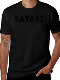 Savage Graphic Print Crew Neck T-Shirt - Black