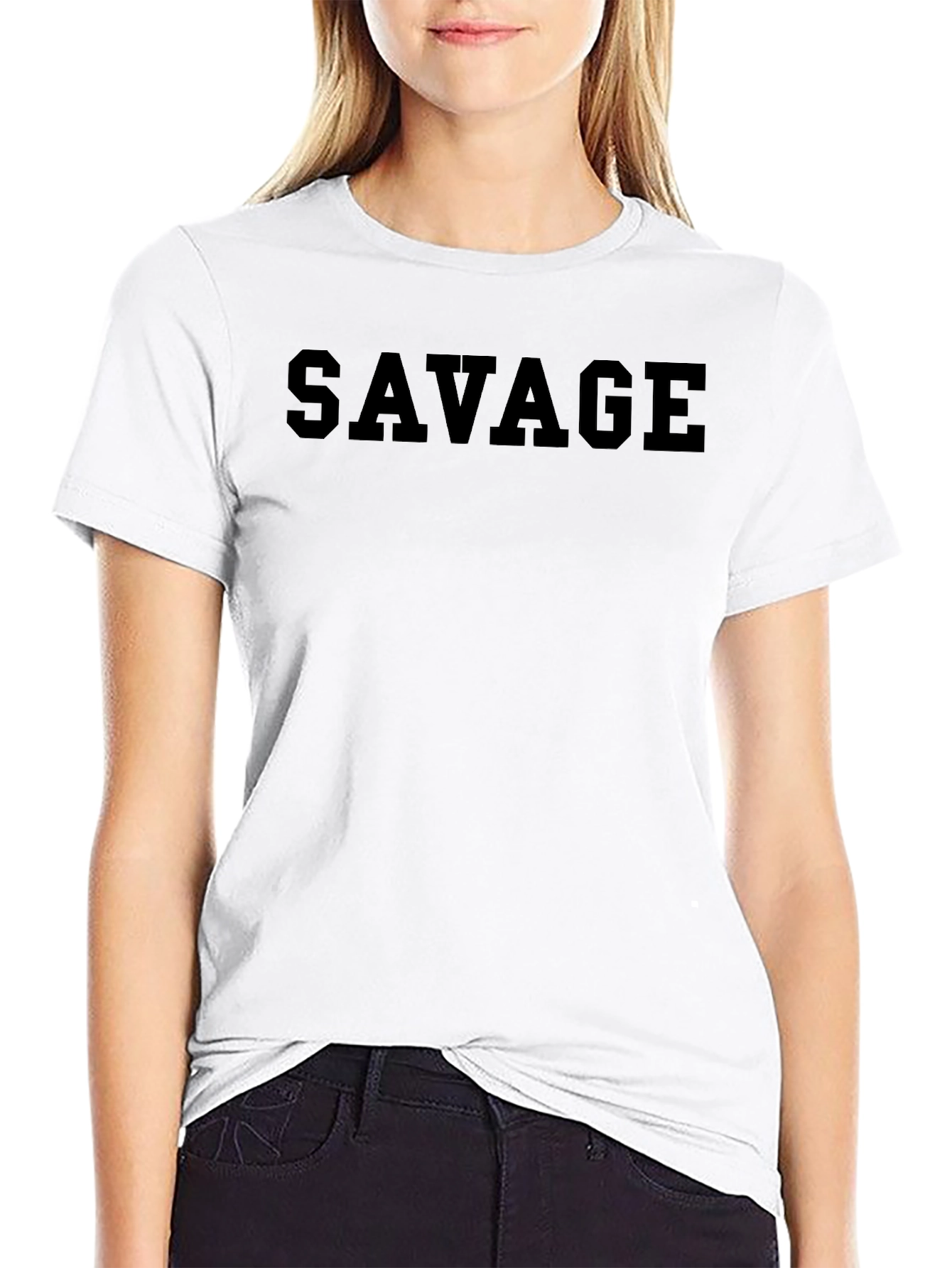 Savage Graphic Print Crew Neck T-Shirt - Black