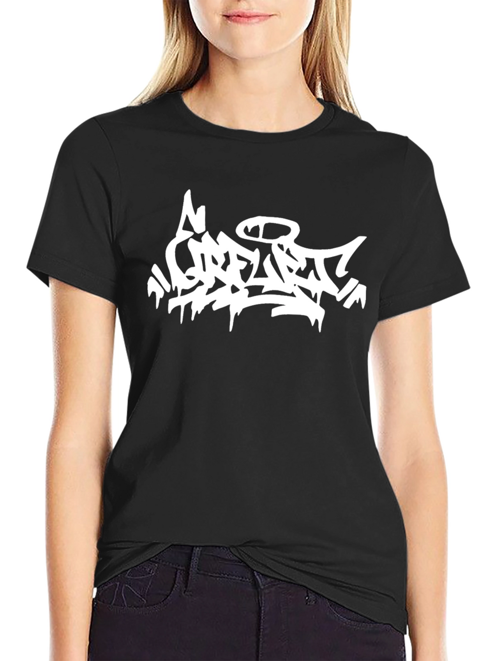 Urban Graffiti Style Graphic Tee - Black