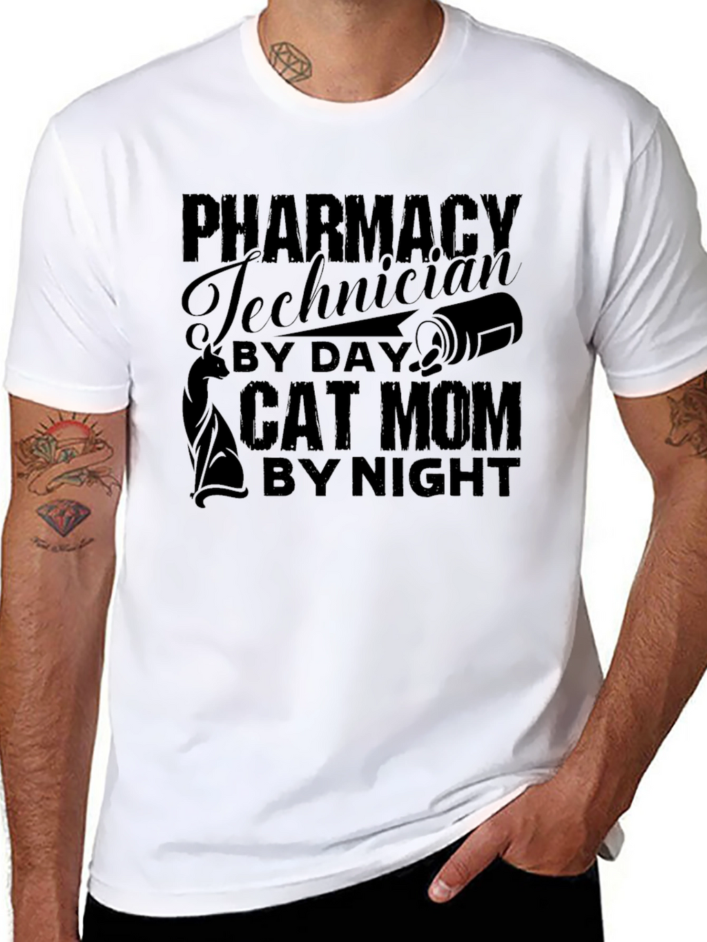 Pharmacy Tech Cat Mom T-Shirt