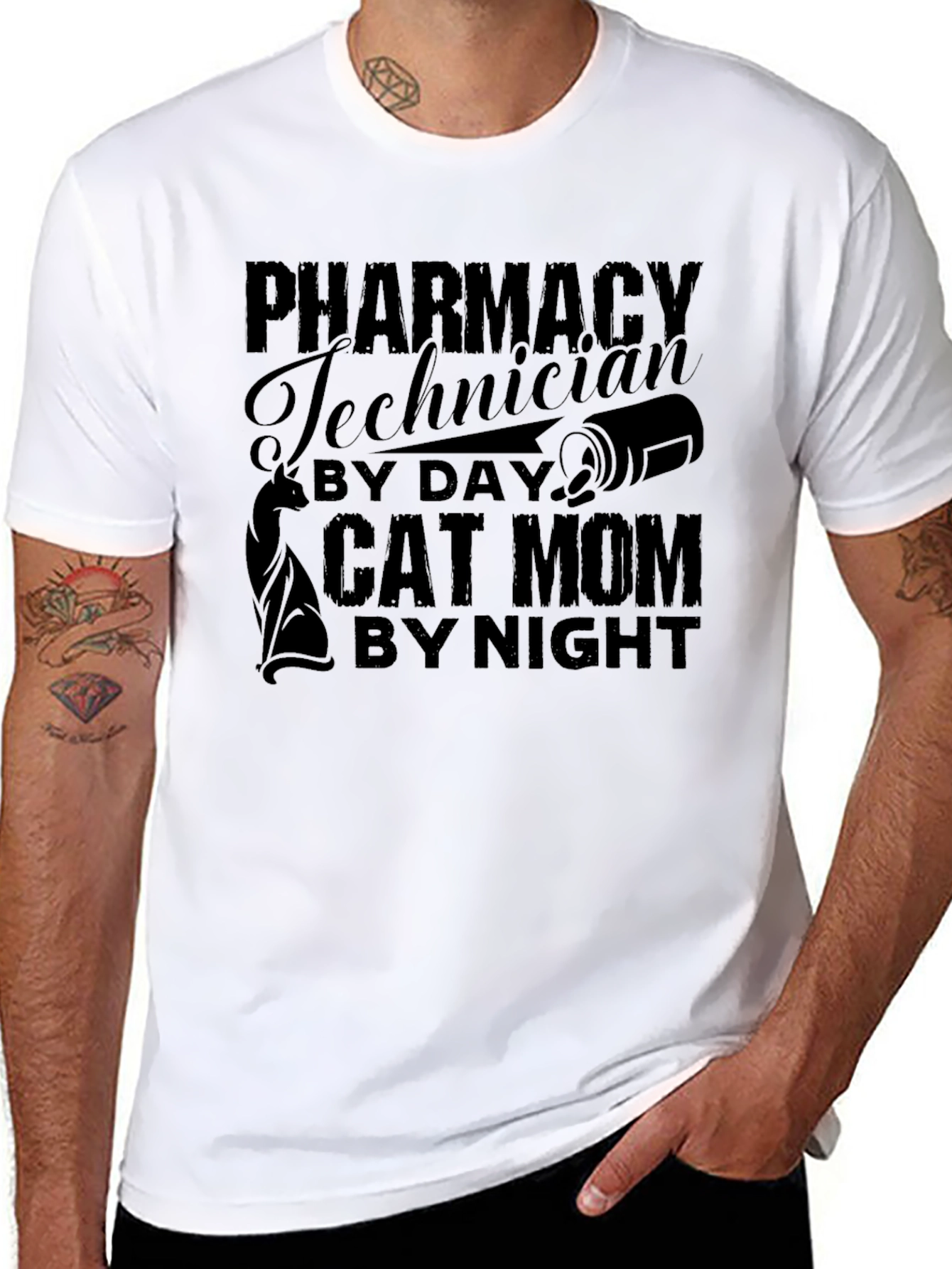 Pharmacy Tech Cat Mom T-Shirt