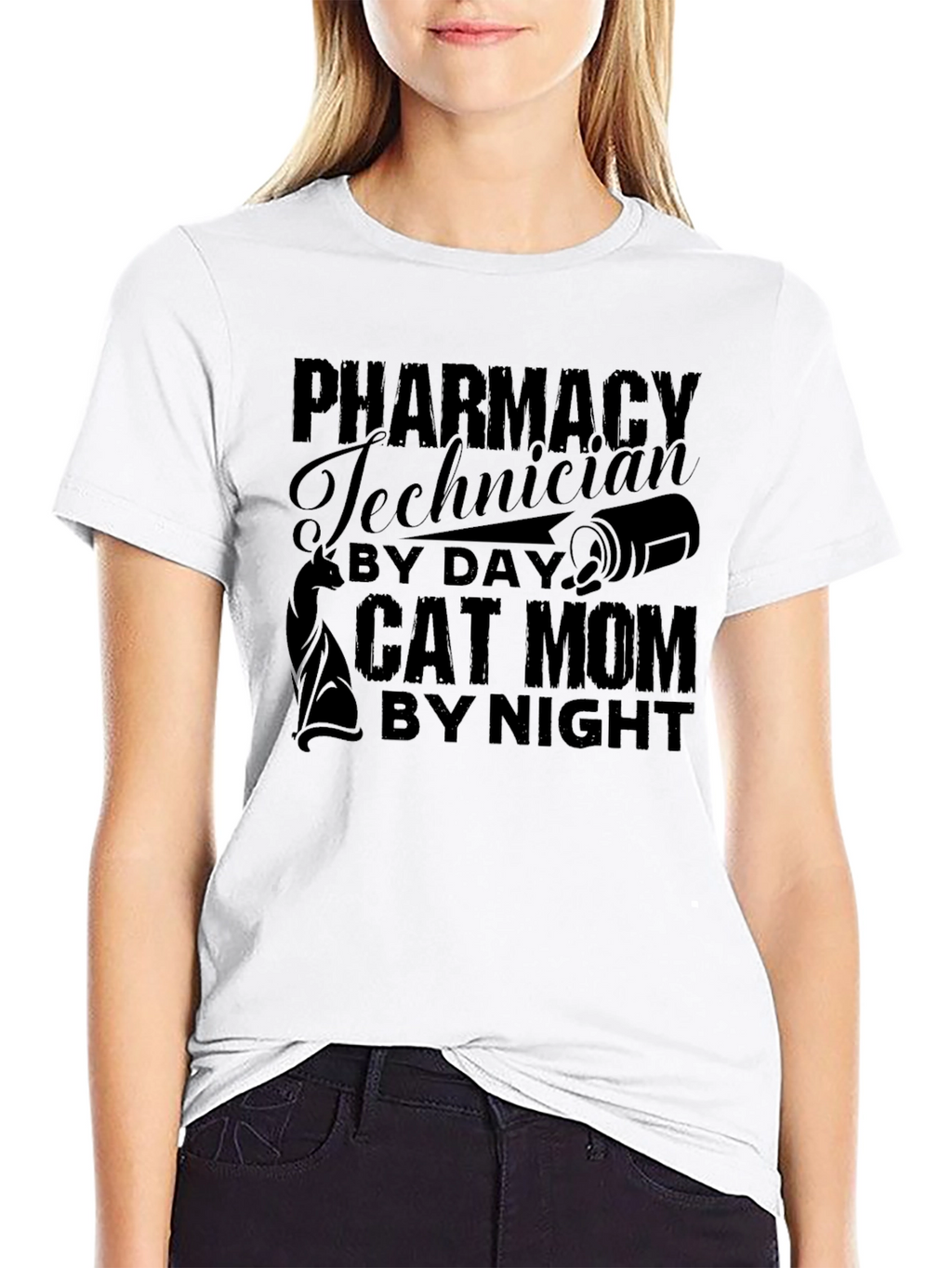 Pharmacy Tech Cat Mom T-Shirt