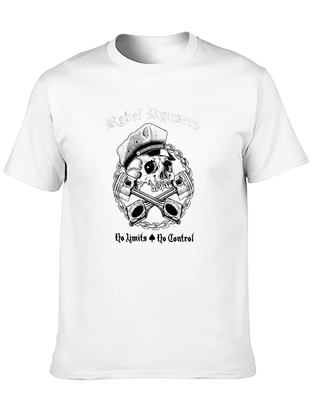 Rebel Rousers Skull & Pistons Graphic T-Shirt