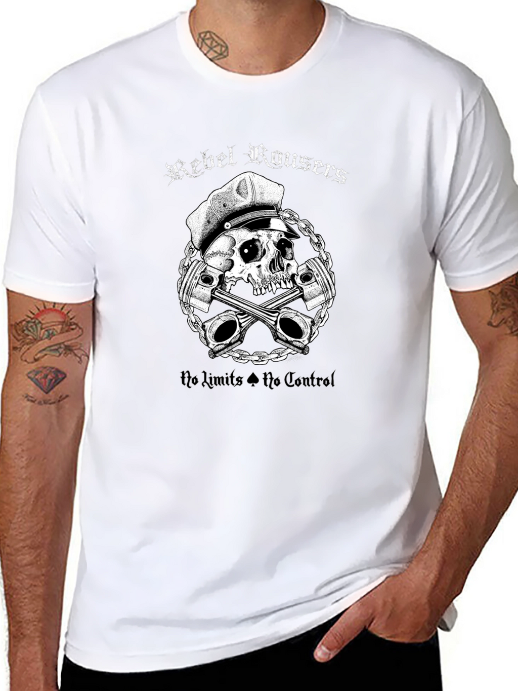 Rebel Rousers Skull & Pistons Graphic T-Shirt