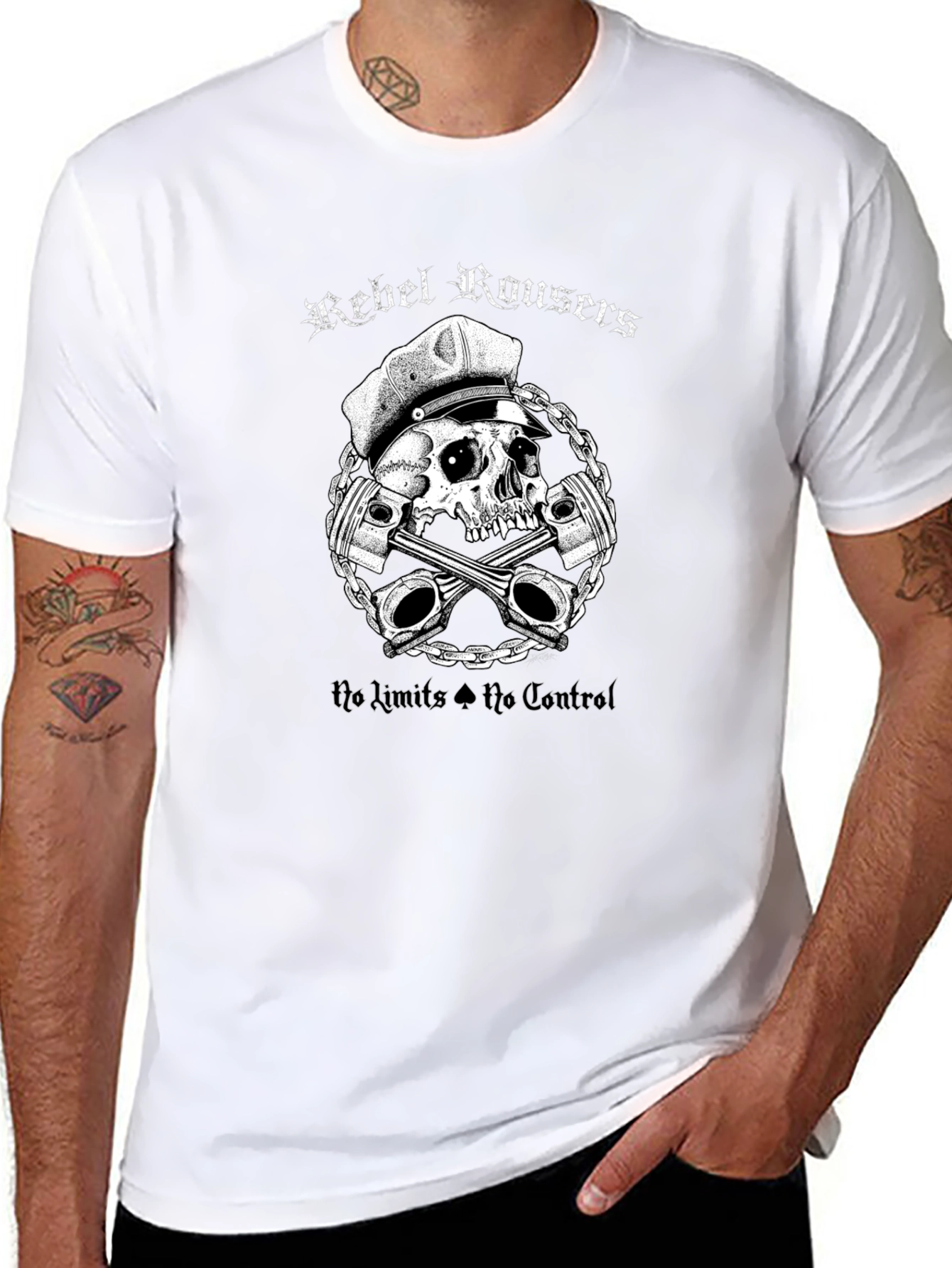 Rebel Rousers Skull & Pistons Graphic T-Shirt