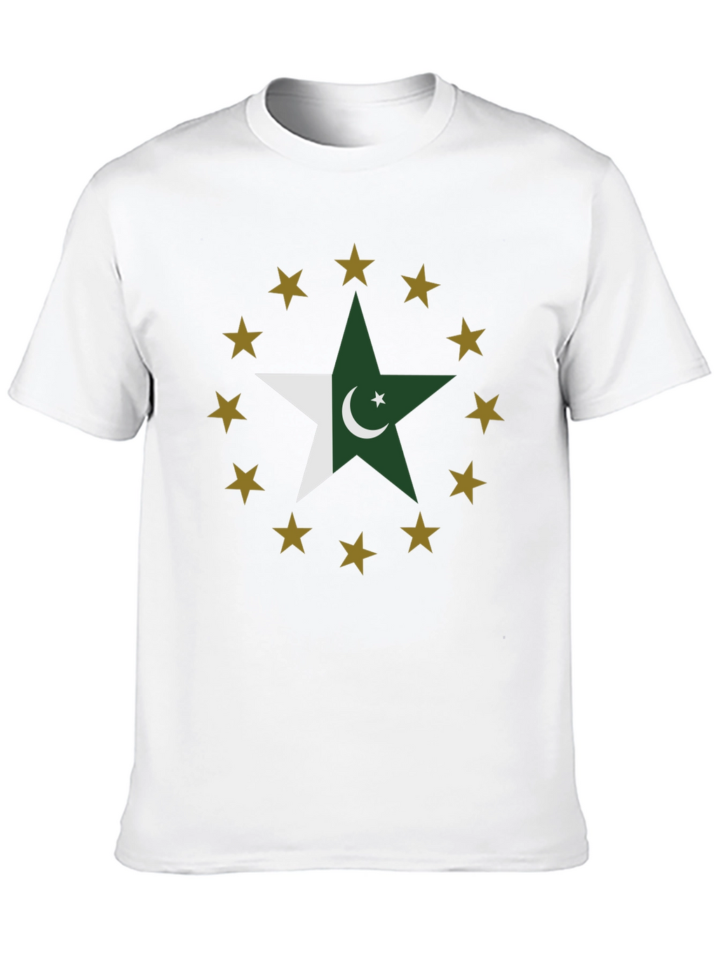 Pakistan Flag Star Graphic Tee - Black Cotton T-Shirt