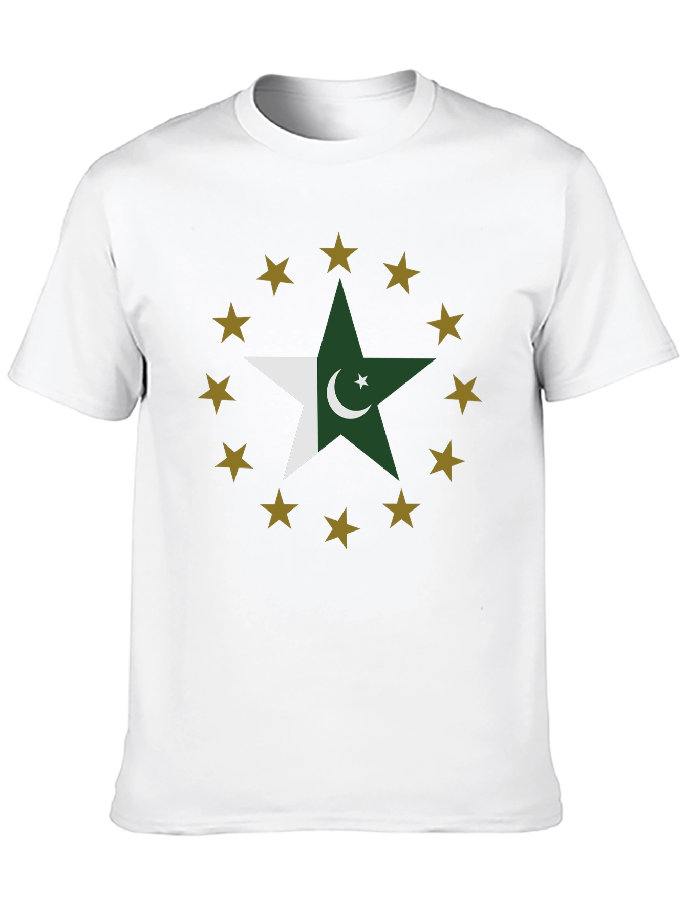 Pakistan Flag Star Graphic Tee - Black Cotton T-Shirt