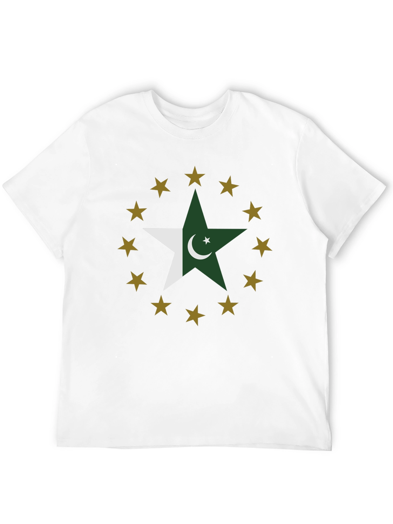Pakistan Flag Star Graphic Tee - Black Cotton T-Shirt