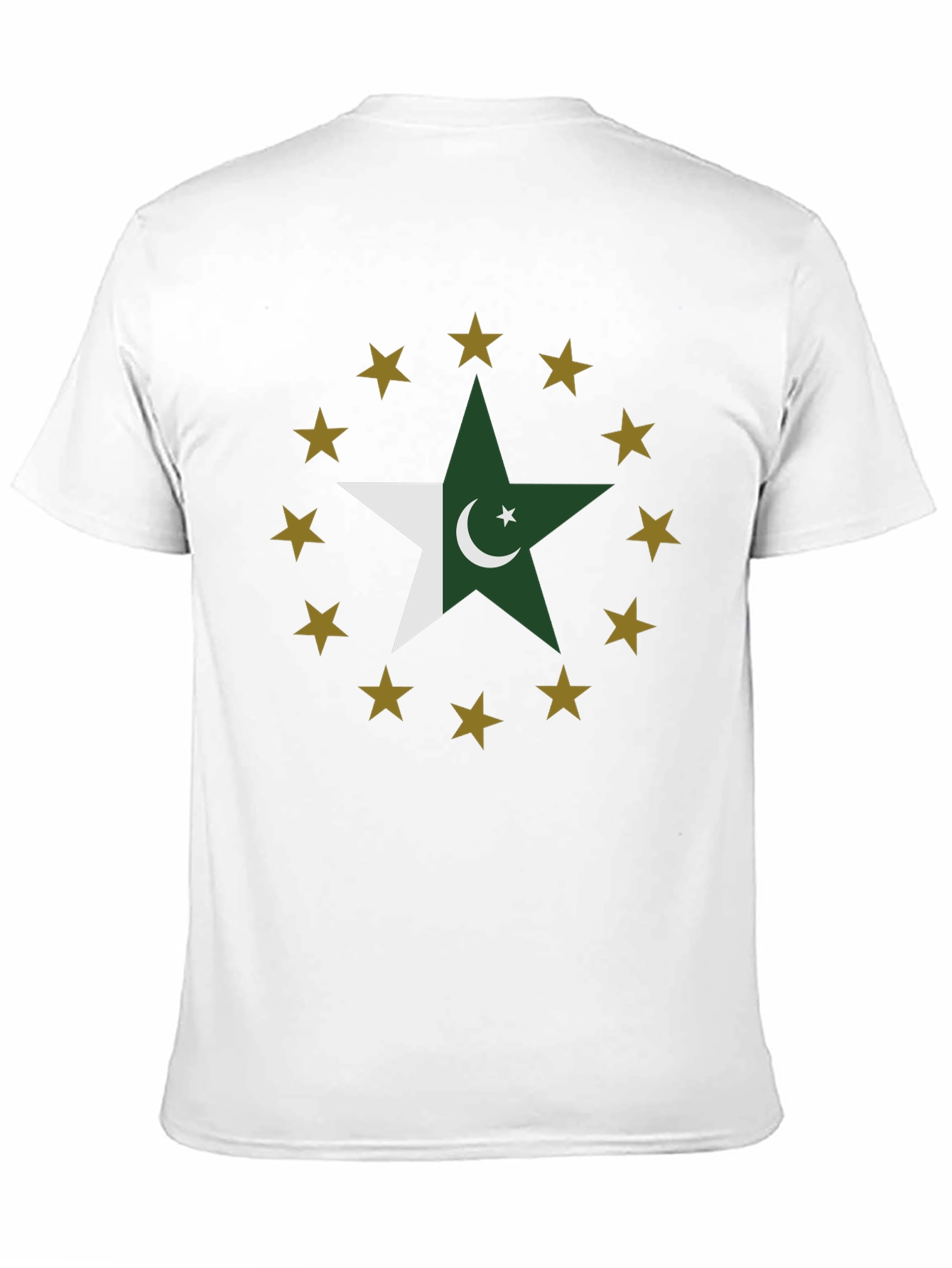 Pakistan Flag Star Graphic Tee - Black Cotton T-Shirt