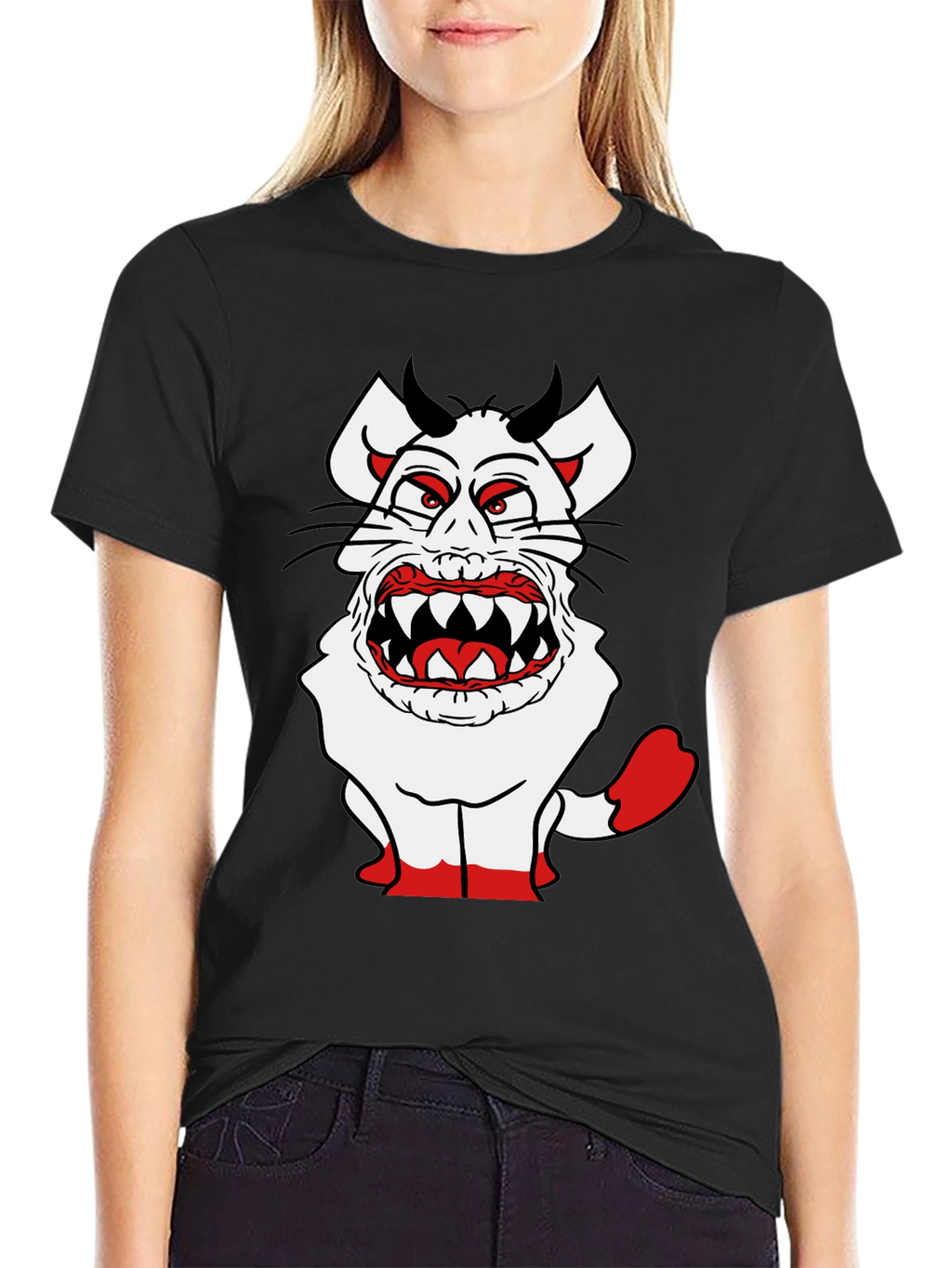 Monster Cat Graphic Tee - Black