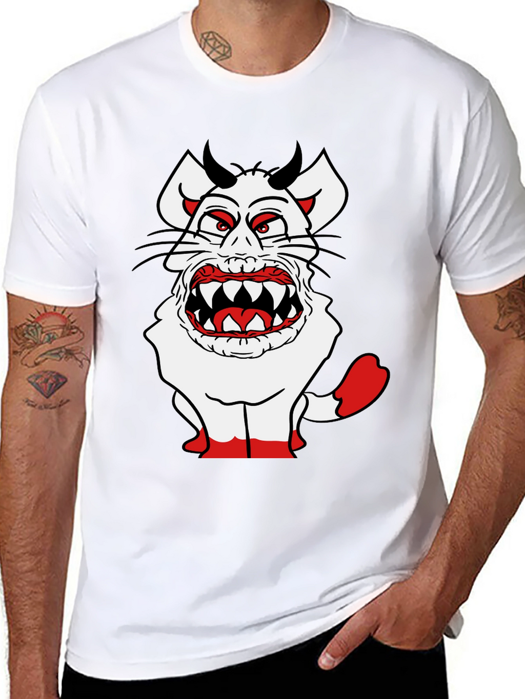 Monster Cat Graphic Tee - Black