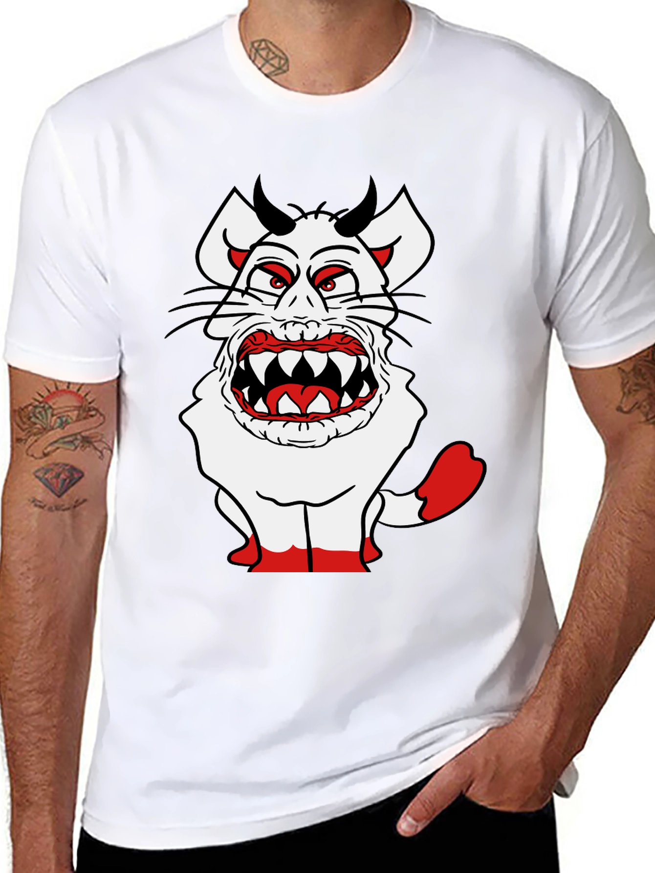 Monster Cat Graphic Tee - Black