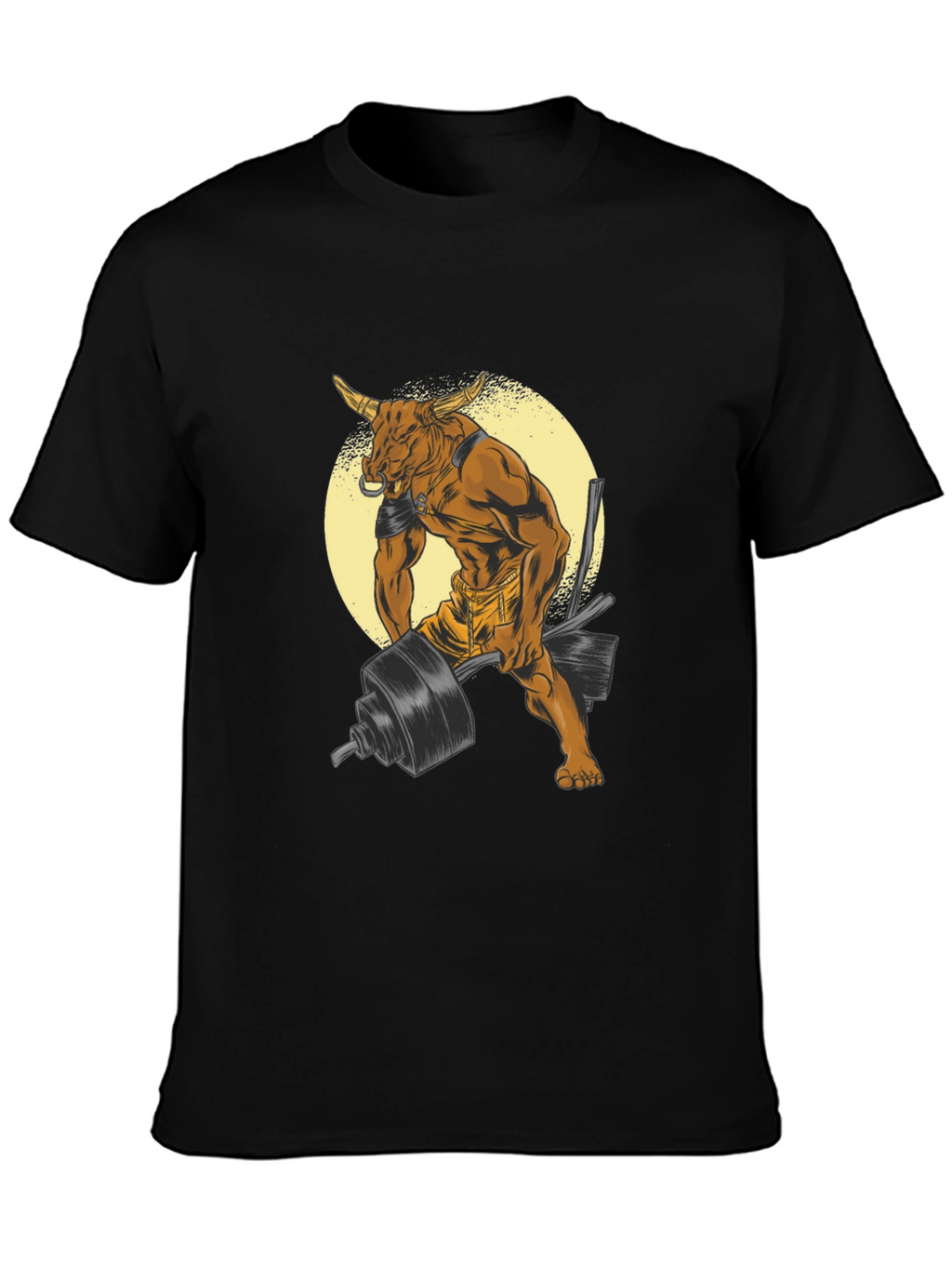 Bull Lifting Weights Graphic Tee - Black