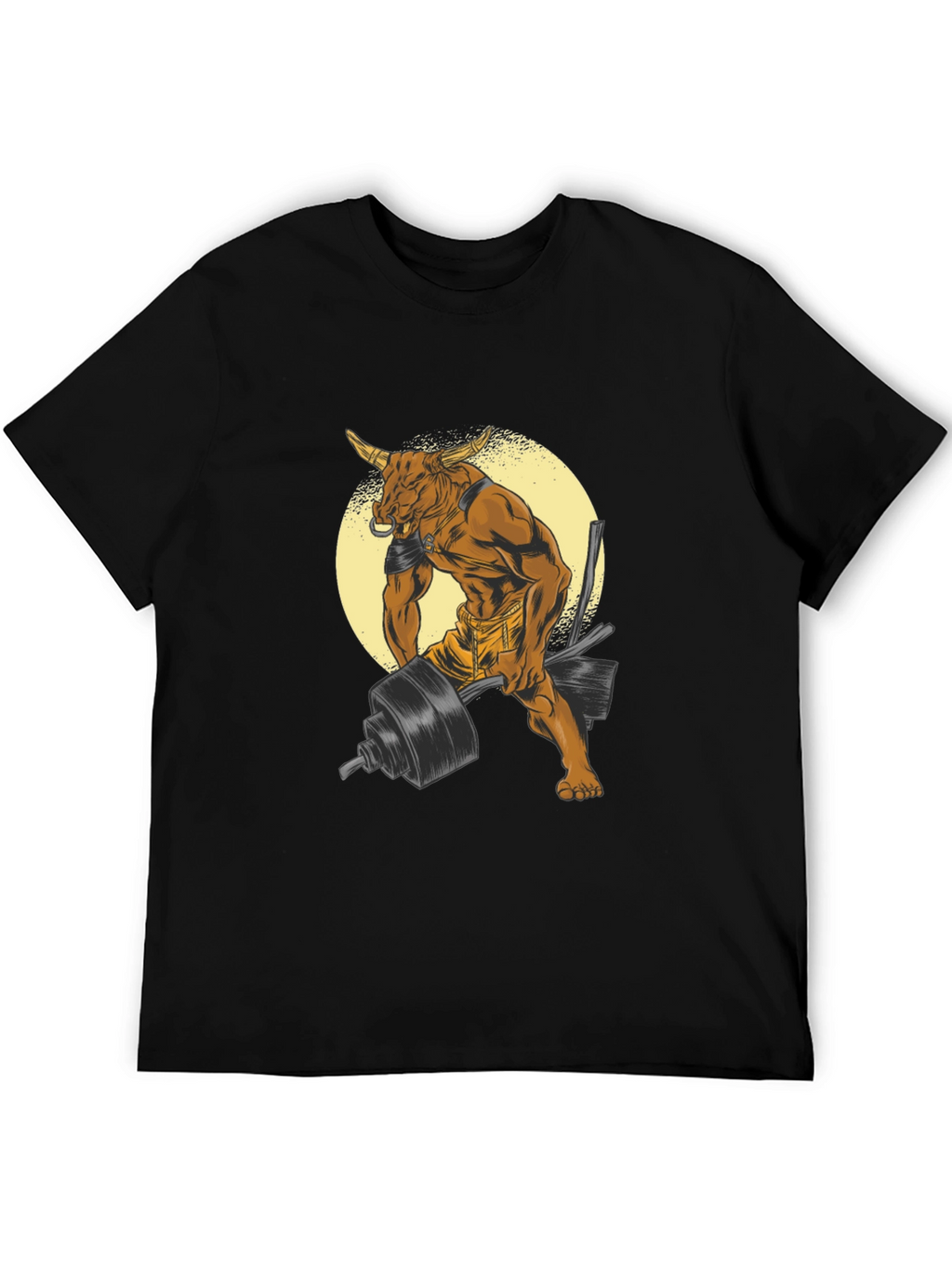 Bull Lifting Weights Graphic Tee - Black
