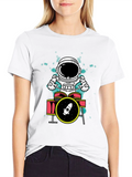 Astronaut Drummer Graphic T-Shirt - Space Rock Tee
