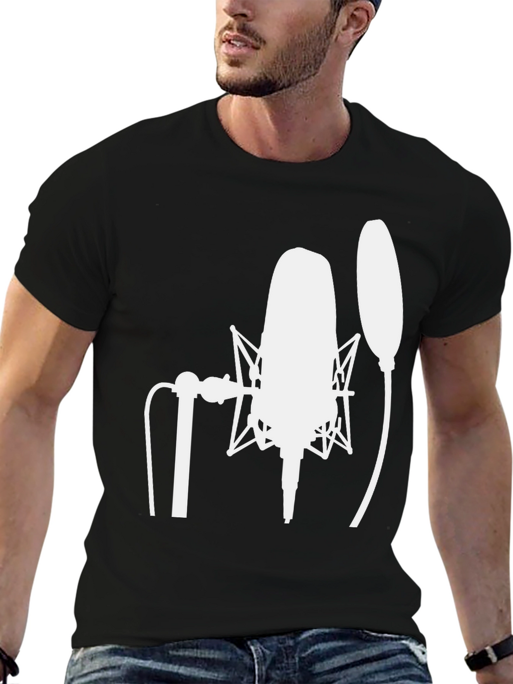 Studio Microphone Graphic Tee - Musicians Black T-Shirt