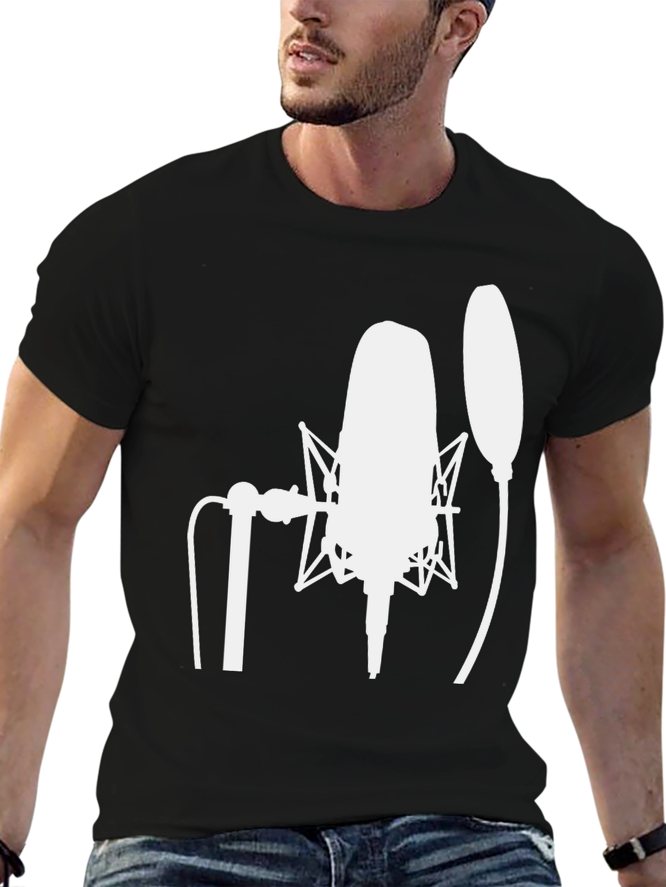 Studio Microphone Graphic Tee - Musicians Black T-Shirt