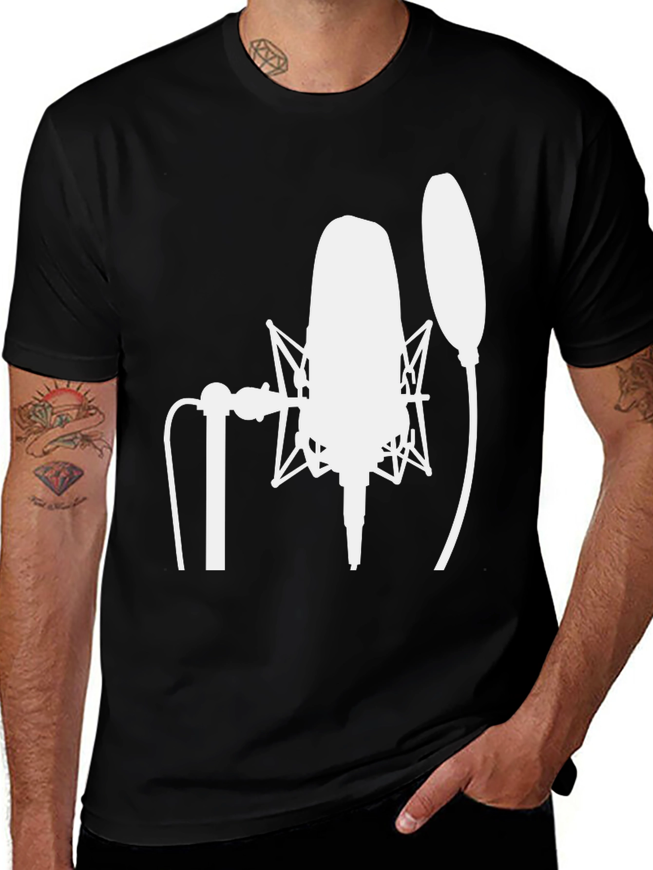 Studio Microphone Graphic Tee - Musicians Black T-Shirt