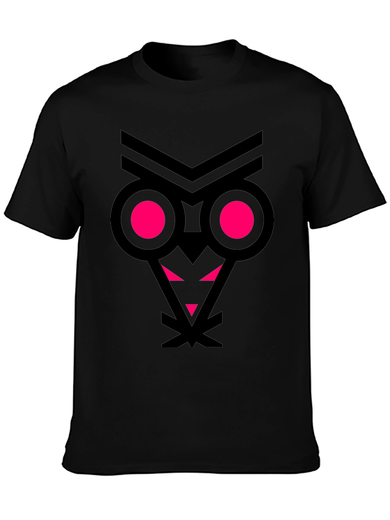 Abstract Owl Graphic Tee - Black