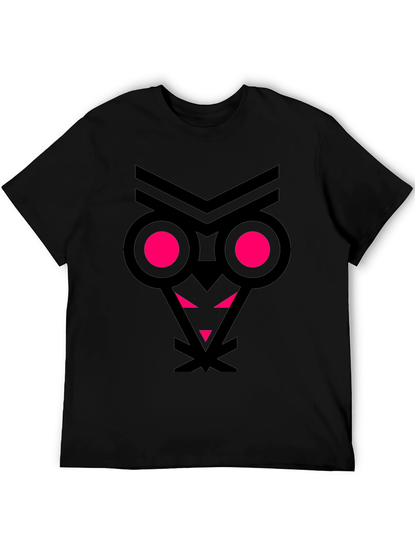 Abstract Owl Graphic Tee - Black