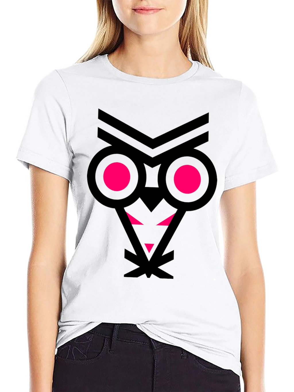 Abstract Owl Graphic Tee - Black